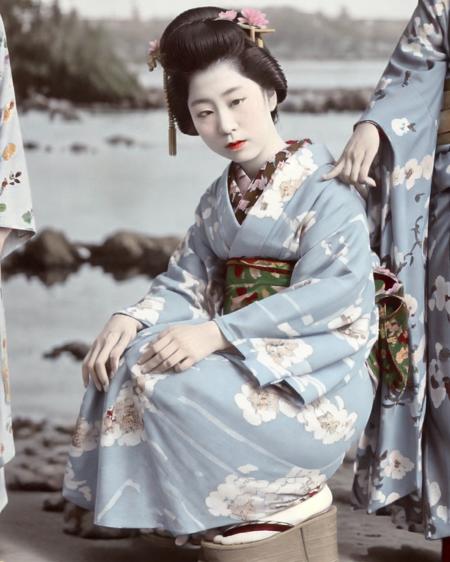 Tamamura's art, hand-colored in the chicken albumen paper style.