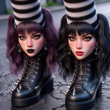 Neko Goth Girl on Feet