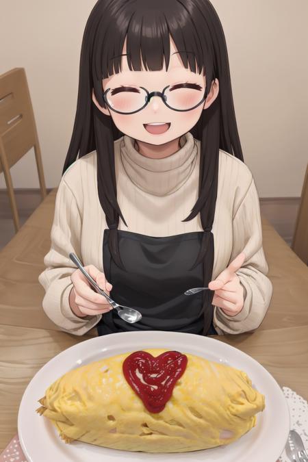 オムライス❤ Draw a heart with ketchup on top of omurice. SD15