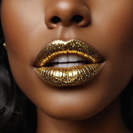 Golden Glitter Lips