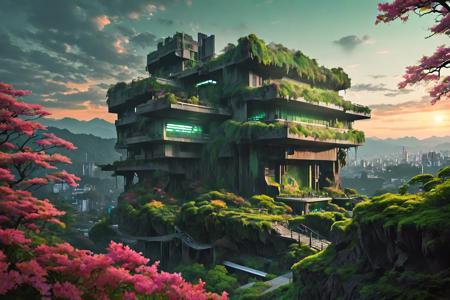 Overgrown Brutalism SDXL