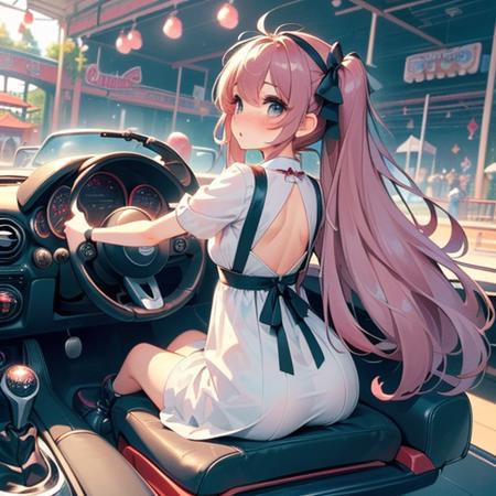 girl like mini car / driving cabrio