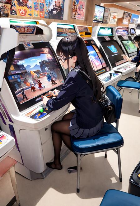 日本のゲームセンター（ビデオゲーム）SDXL