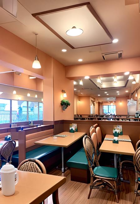 ファミレスSの店内 / Inside a family restaurant S / SDXL