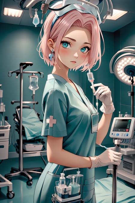 Nurse Adjusting IV