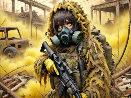 Ghillie suit  clothing LoRA [FLUX+XL+Pony]版本XL (ID: 597178)
