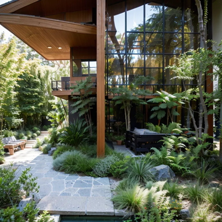 The back garden of the villa