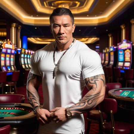 Strong Asian male athlete