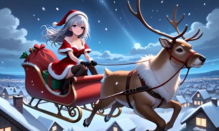 girl like reindeer sleigh