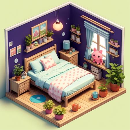 HEZI_45 degrees indoor cute game scene