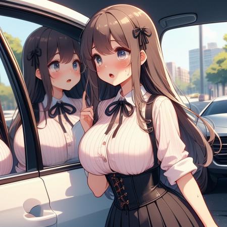girl like car glass / showcase glass