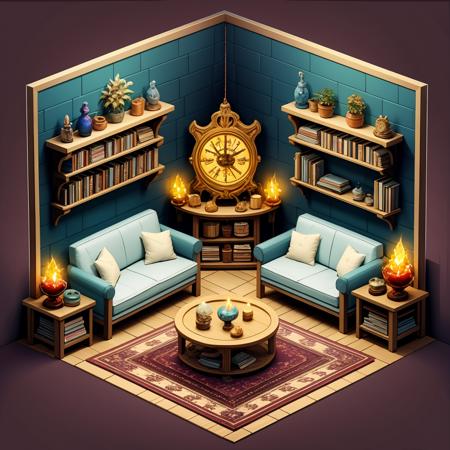 HEZI_45 degrees indoor cute game scene