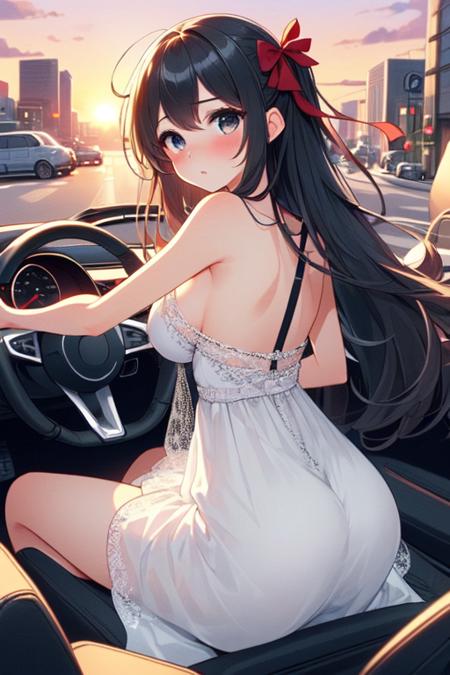 girl like mini car / driving cabrio