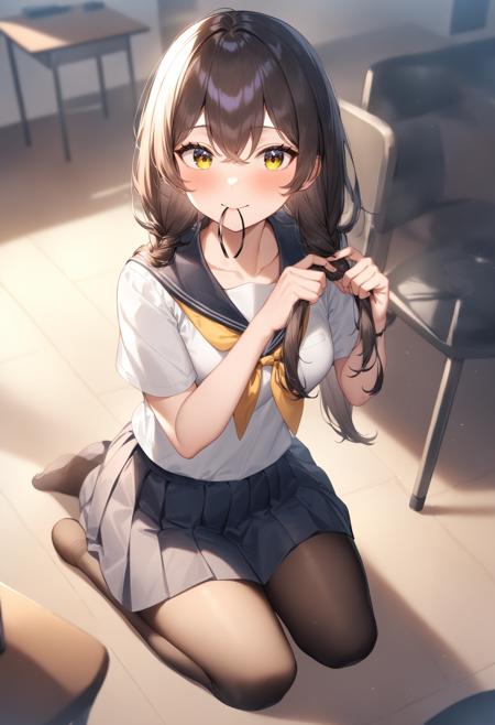 tying hair / adjusting hair / 編みかけ版本v1.0 (ID: 414579)
