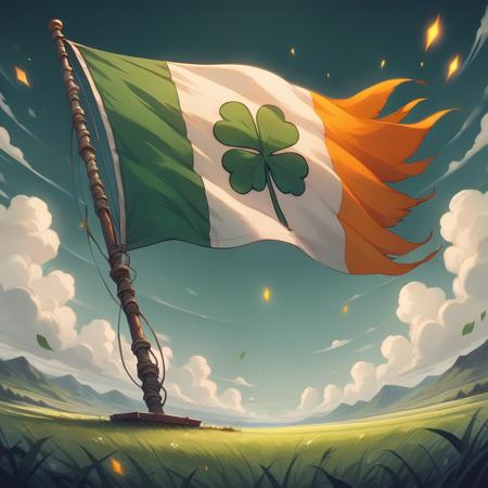 Flag of Irland in Ghibli Style