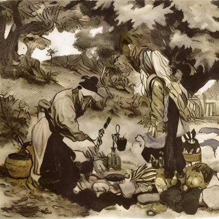 Illustrations for fairy tales, Nikolai Kochergin style