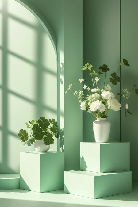 【E-commerce background】 Fresh and clean art style product empty display booth no human