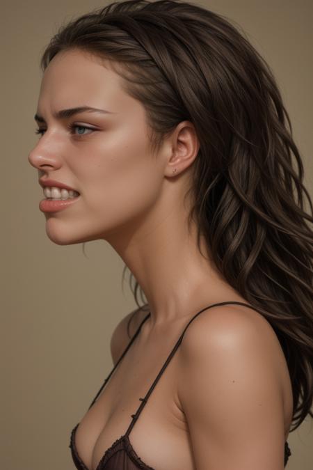 Females clenching teeth concept
