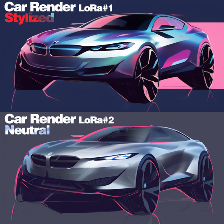 Car 2D Rendering (highly stylized) for Automotive design