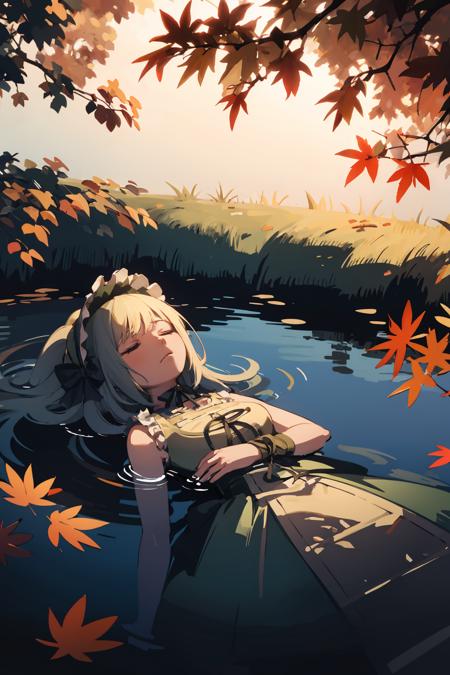 Ophelia parody shot (female partially drowning)