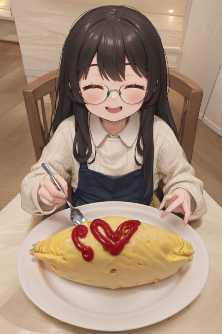 オムライス❤ Draw a heart with ketchup on top of omurice. SD15