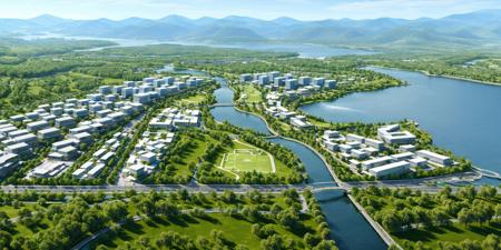 Bird's-eye view of urban design scenes