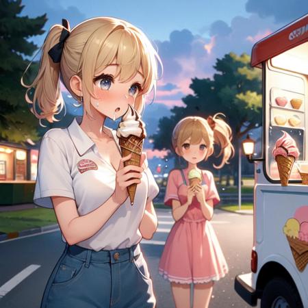 girl like  ice cream truck / ice cream machine