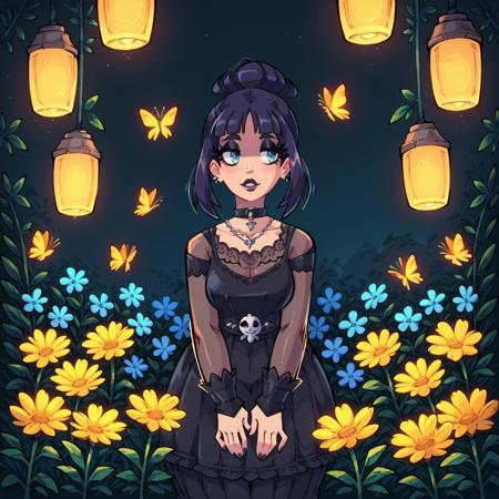 In The Flower Garden At Night Single Image Dataset LoRA