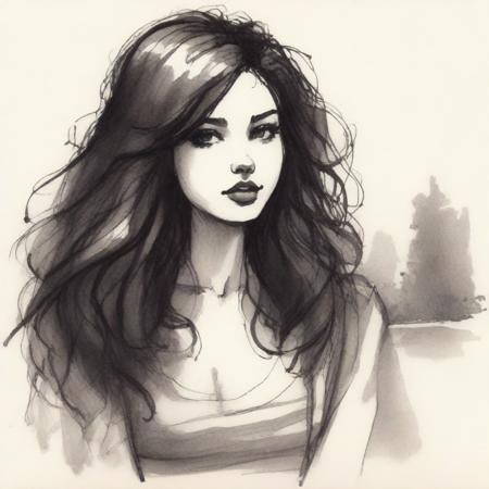 Ink and watercolor sketch