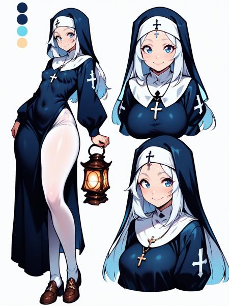 Character Design Sheet (HELPER) (3-PERSPECTIVES)+(COLOR PALETTE) - Illustrious XL | FLUX | XL PONY | SD 1.5 - by YeiyeiArt
