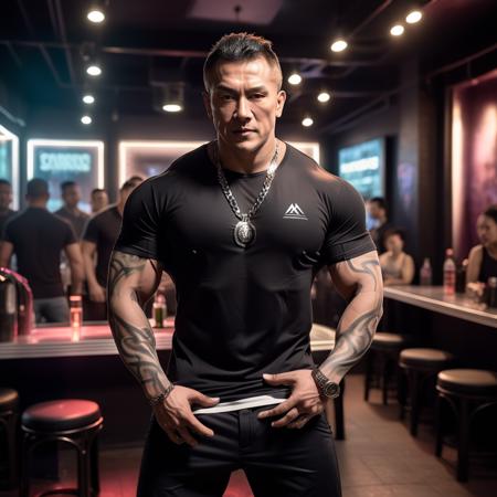 Strong Asian male athlete