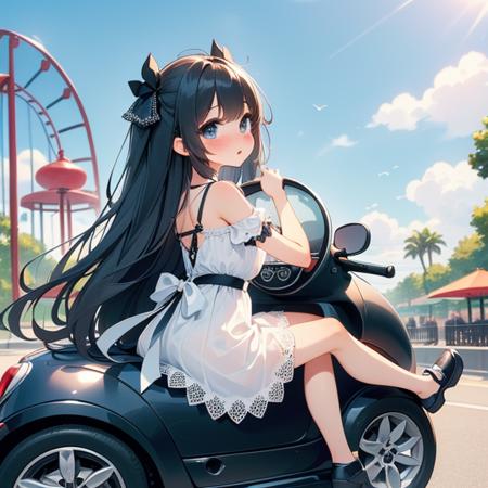 girl like mini car / driving cabrio