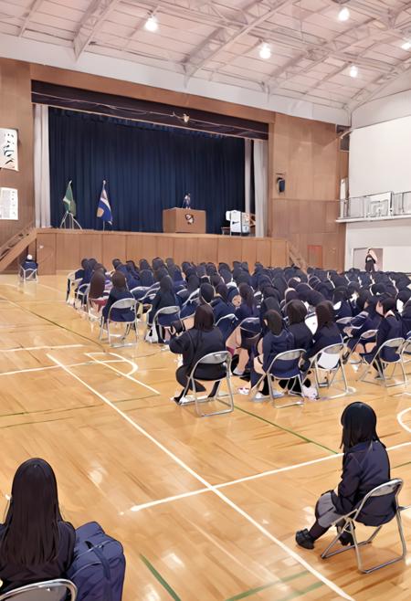 体育館 Japanese school gymnasium SDXL