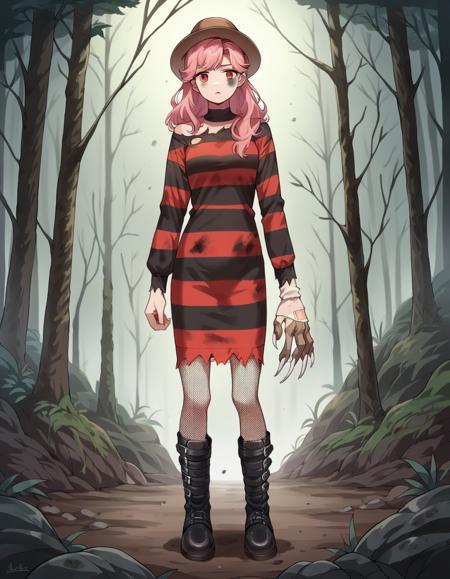 Mrs. Krueger (Nightmare on Elm Street) | Striped Dress and Claw Glove