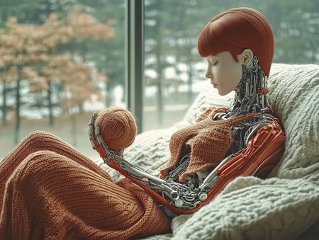 B23 - Cyberpunk lady knitting