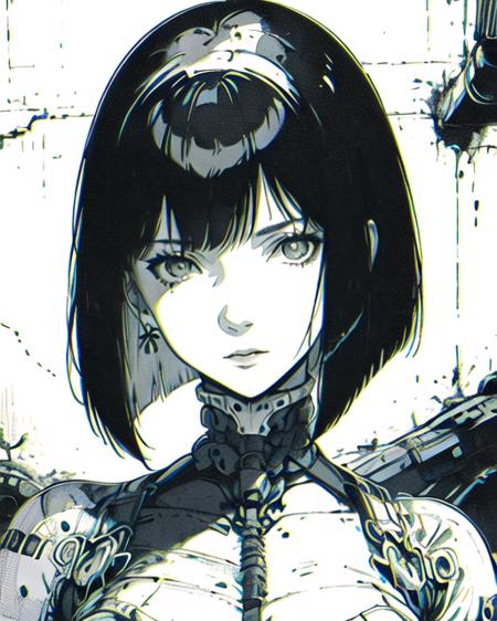 B&W Cyborg girl