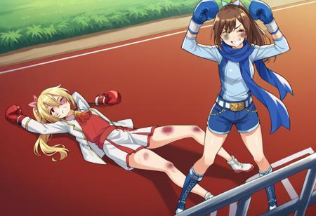 girls boxing knockdown