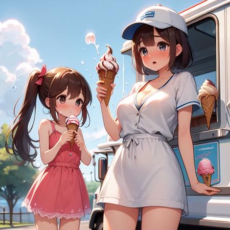 girl like  ice cream truck / ice cream machine