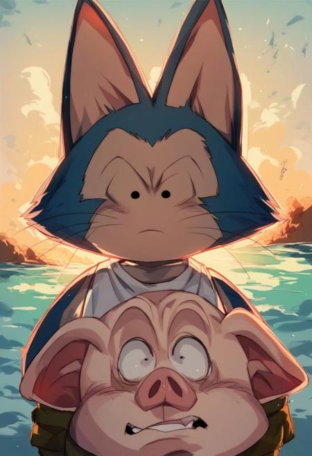 Oolong and Puar of Dragon Ball commision