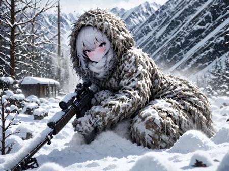Ghillie suit  clothing LoRA [FLUX+XL+Pony]