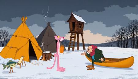 90s Cartoon Adventure Game Style - Pink Panther [Flux]