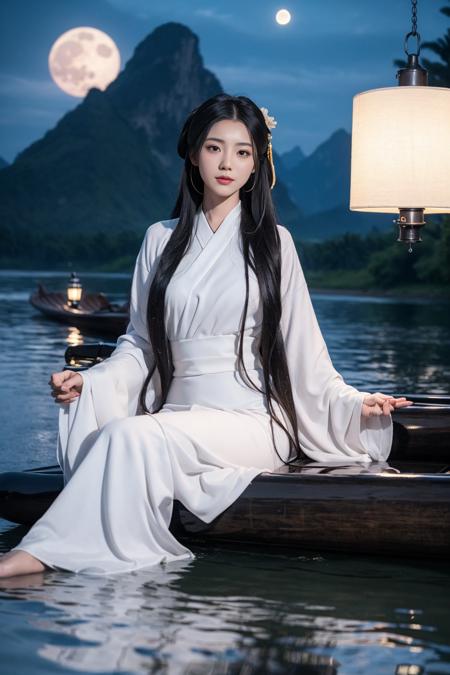渔舟唱晚-汉服与竹筏