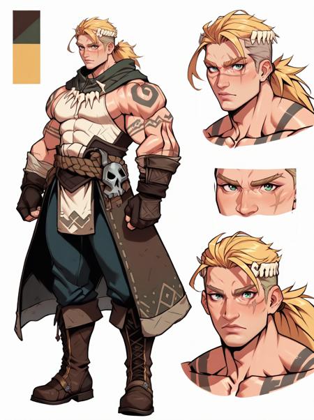 Character Design Sheet (HELPER) (3-PERSPECTIVES)+(COLOR PALETTE) - Illustrious XL | FLUX | XL PONY | SD 1.5 - by YeiyeiArt