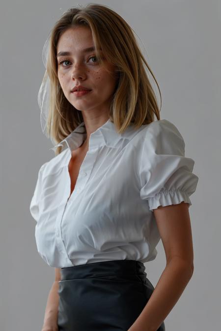 White blouse and black skirt