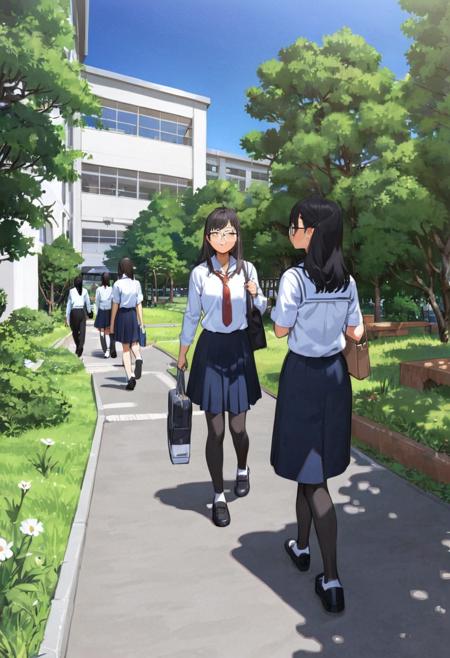 学校の中庭 School courtyard SDXL