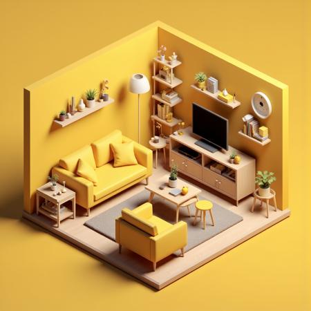 Flux.1_Isometric Mini Room · Spatial Design