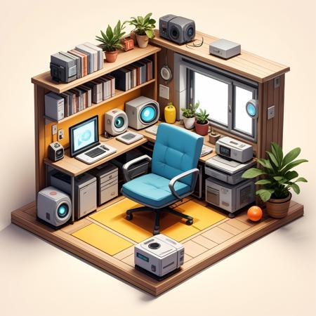 HEZI_45 degrees indoor cute game scene
