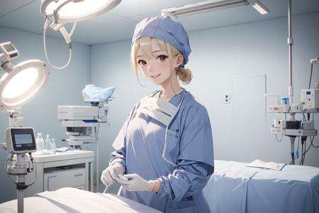 Female Surgeon / Surgical Nurse Taking Off Mask