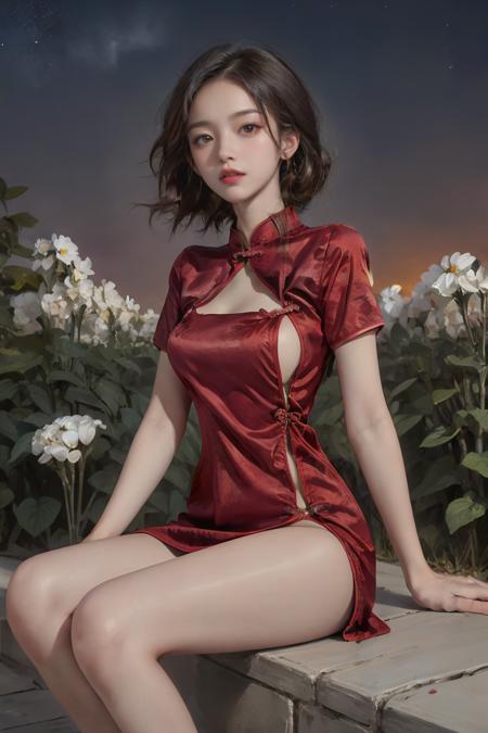 Chinese cheongsam with a high slit