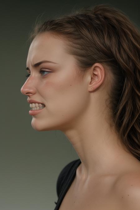 Females clenching teeth concept